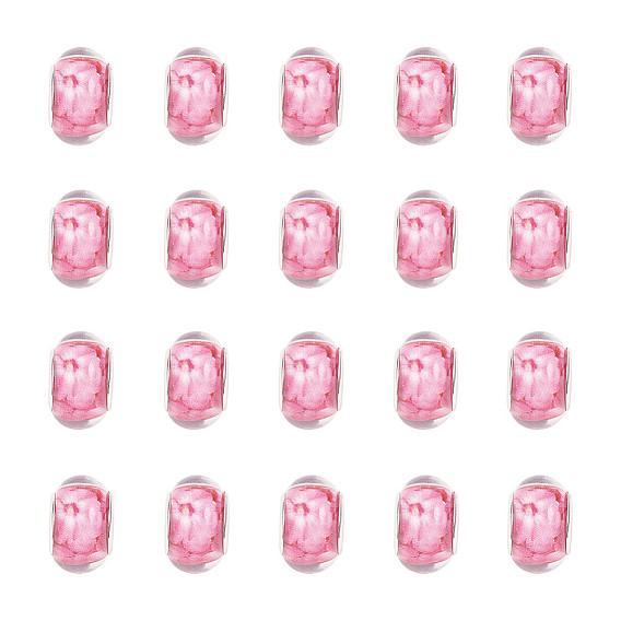 Cmолы европейские шарики, с латунными двойными ядрами, платиновый оттенок, бусины с большим отверстием, рондель