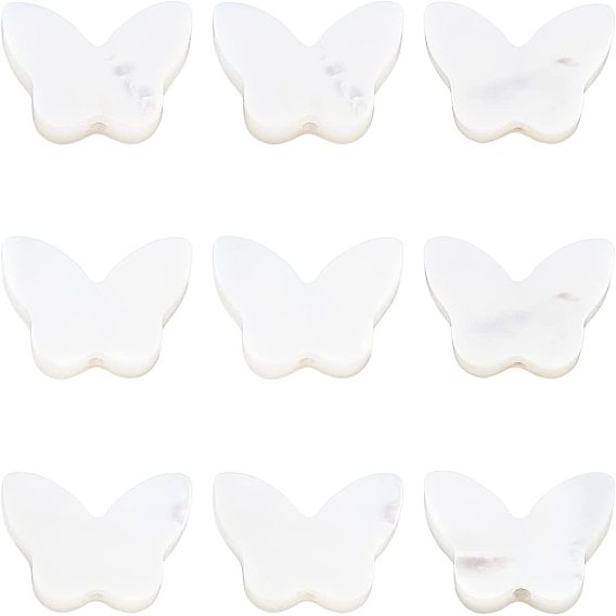 Natural White Shell Mother of Pearl Shell Beads, Butterfly