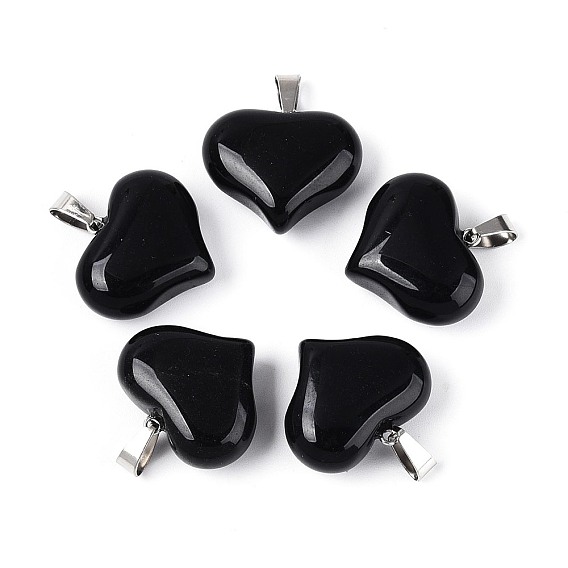 Природных драгоценных камней подвески, Подвески в форме сердца с железными защелками., платина
