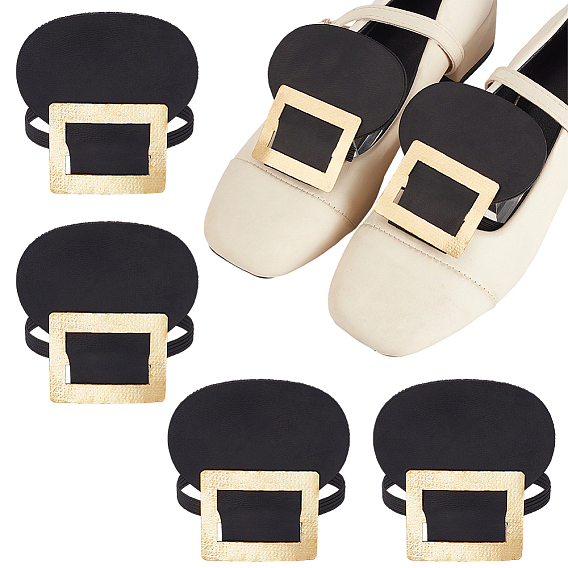 2 Pairs PU Leather Shoe Covers with Polyester Elastic Strap, Shoe Buckle, Costume Accessories