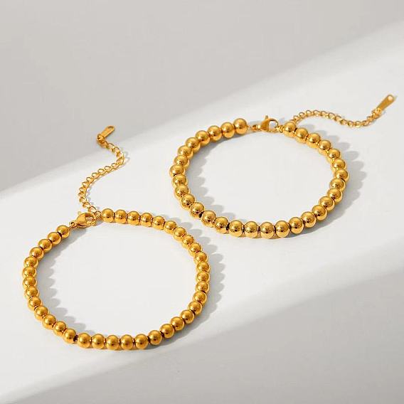 Браслеты из круглых бусин из нержавеющей стали для женщин