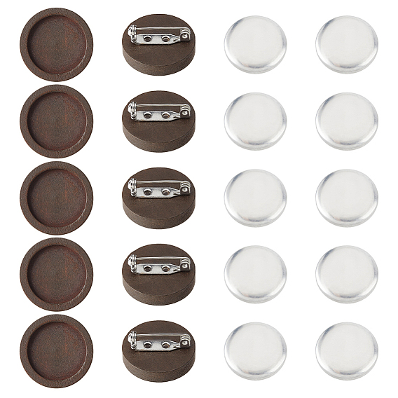 Наборы для самостоятельного изготовления круглых брошей из дерева и алюминия