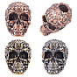 3pcs 3 couleurs perles européennes en laiton, Perles avec un grand trou   , crane