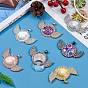 DIY Pendant Making Kits, with Alloy Crystal Rhinestone Pendant Cabochon Settings and Transparent Glass Cabochons, Flat Round with Wing