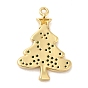 Rack Plating Brass Pave Cubic Zirconia Pendants, Real 18K Gold Plated, Long-Lasting Plated, Cadmium Free & Lead Free, Christmas Tree
