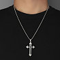 Zinc Alloy with Enamel Cross Pendant Necklaces, 201 Stainless Steel Pendant Necklaces