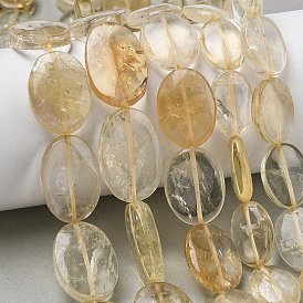 Нагретые нити из натуральных цитриновых бусин, Плоско-овальные