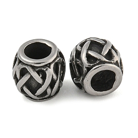 Retro 304 Stainless Steel European Beads, Large Hole Beads, Barrel