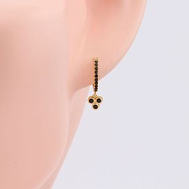 Chic Black Zirconia Earrings with Exquisite Design in S925 Sterling Silver - Luxe European Style Jewelry for Any Occasion