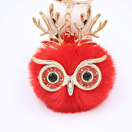 Adorable Plush Owl Deer Keychain Backpack Pendant Fur Keyring Accessory