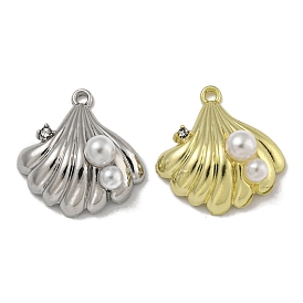 Alloy ABS Pearl Pendants, with Rhinestone, Cadmium Free & Nickel Free & Lead Free, Shell Shape