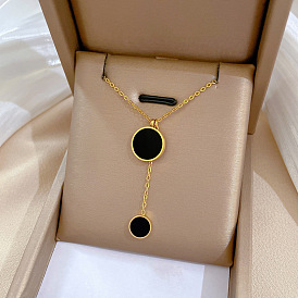 Minimalist Pendant Short Collarbone Chain - Bead Double Ring, Cold Wind Neck.