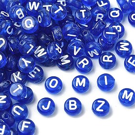 150pcs transparente Acrylperlen, horizontales Loch, gemischten Buchstaben, Flachrund
