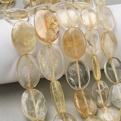 Нагретые нити из натуральных цитриновых бусин, Плоско-овальные