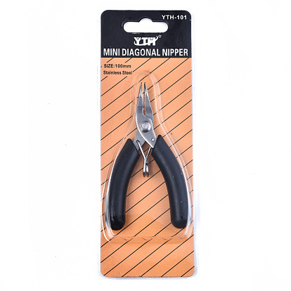 Stainless Steel Mini Diagonal Nipper Pliers, Flush Cutter, Ferronickel, with PVC Handle