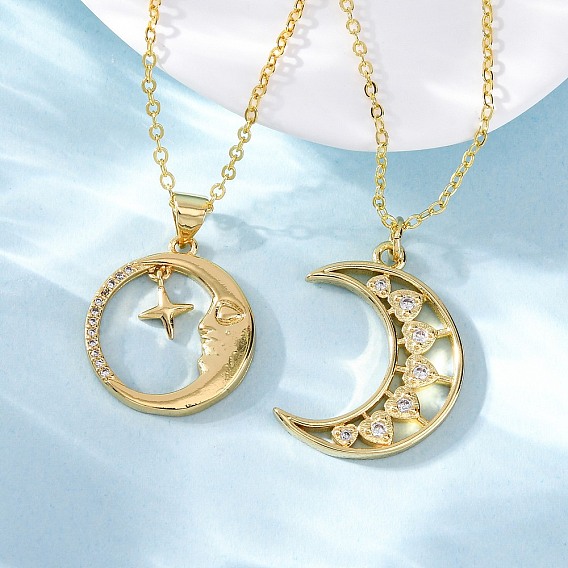 Ожерелья с подвесками из латуни с прозрачным кубическим цирконием и микропаве, реальный 18 k позолоченный