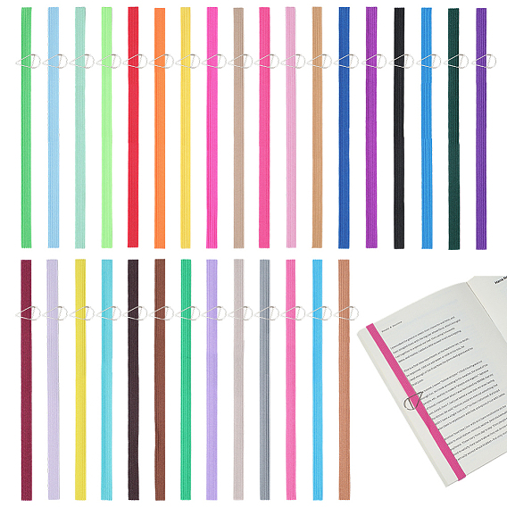31Pcs Elastic Cord for Notebook, with 31Pcs Metal Clips, Teardrop, Platinum