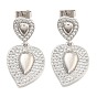 Brass Pave Cubic Zirconia Stud Earrings for Women, Heart