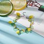 Lemon & Leaf & Flower Resin & Acrylic Charm Bracelet, 304 Stainless Steel Jewelry for Women