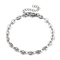 304 Stainless Steel Coffee Bean Chain Bracelets, with Lobster Claw Clasps