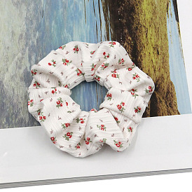 300Pcs Flower Pattern Cotton Elastic Hair Ties, Scrunchie/Scrunchy, Ponytail Holder for Women Girls