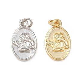 Латунные подвески, овальные с ангелом, долговечный, без свинца и без кадмия, стойки покрытие, с целью перехода в кольце