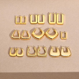 Stainless Steel Women's Geometric Earrings - Sleek Rectangular U-Shape, Minimalist European & American Fashion Jewelry