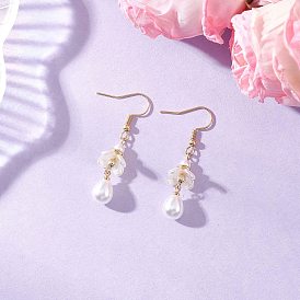 Серьги-капли из ракушечных жемчужин, с подвесками из пластика имитация жемчуга, золотые