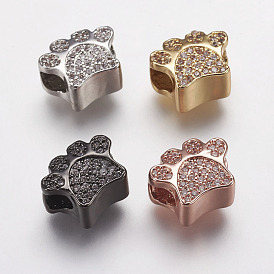 Micro cuivres ouvrent zircone cubique perles européennes, Perles avec un grand trou   , empreintes