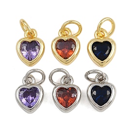 Латунь с кубическим цирконием подвеской, сердце прелести, с целью перехода в кольце, стойки покрытие, долговечный, без свинца и без кадмия