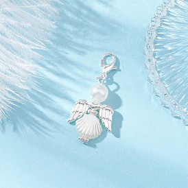 Подвески из искусственного жемчуга и сплава ангелов, Сплав с застежками когтя омара