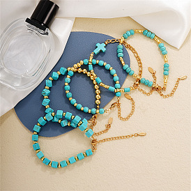 Fashionable Korean Style Brass Synthetic Turquoise Bracelets