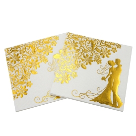 Gold Foil Paper Tissue, Disposable Napkins, for Wedding Theme Decorations, Square
