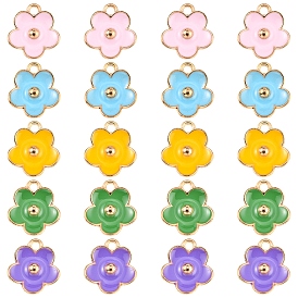 20 шт 5 цвета позолоченные подвески из сплава с эмалью, цветок