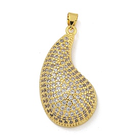 Rack Plating Brass Micro Pave Cubic Zirconia Pendants, Long-Lasting Plated, Cadmium Free & Lead Free, Teardrop