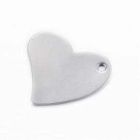 201 Stainless Steel Stamping Blank Tag Pendants, Heart
