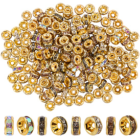 200шт 4 цвета латунные бусины со стразами класса А, с золотым покрытием, рондель, без никеля 