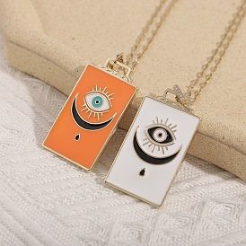 Retro Eye Pendant Copper Plated with Real Gold Drip Oil Geometric Hip Hop Necklace