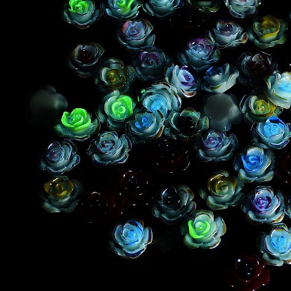 Кабошоны из светящейся непрозрачной смолы, цветок, два тона, светится в темноте