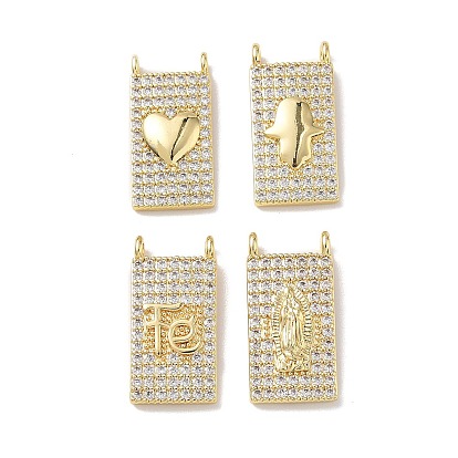 Латунные микро проложить кубического циркония подвески, прямоугольник амулеты, стойки покрытие, долговечный, без кадмия и без свинца