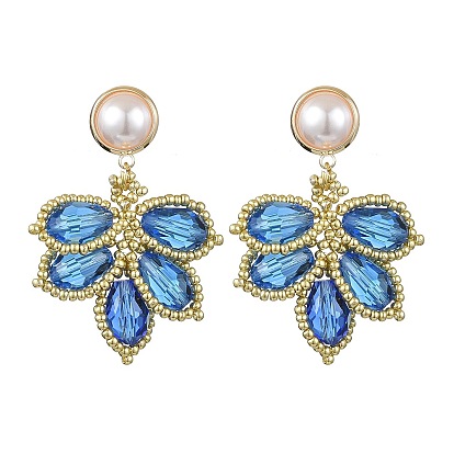 Серьги-пусеты ручной работы из семян, с латунными серьгами, лист, золотые