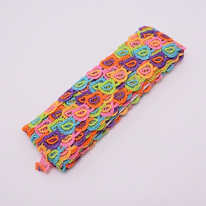 Heart Embroidered Polyester Ribbon, Edge Trim Ribbon, for DIY Sewing Supplies