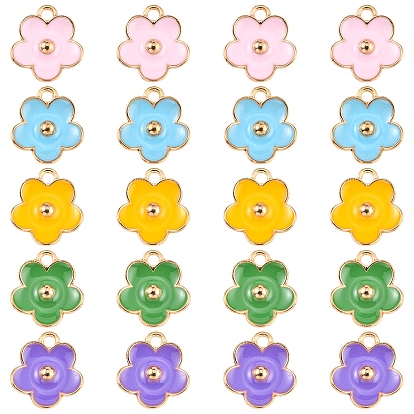 20 шт 5 цвета позолоченные подвески из сплава с эмалью, цветок