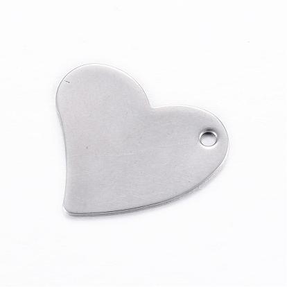 201 Stainless Steel Stamping Blank Tag Pendants, Heart
