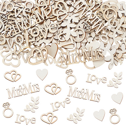 1 Set Valentine's Day Wood Sheets, Leaf/Heart/Ring