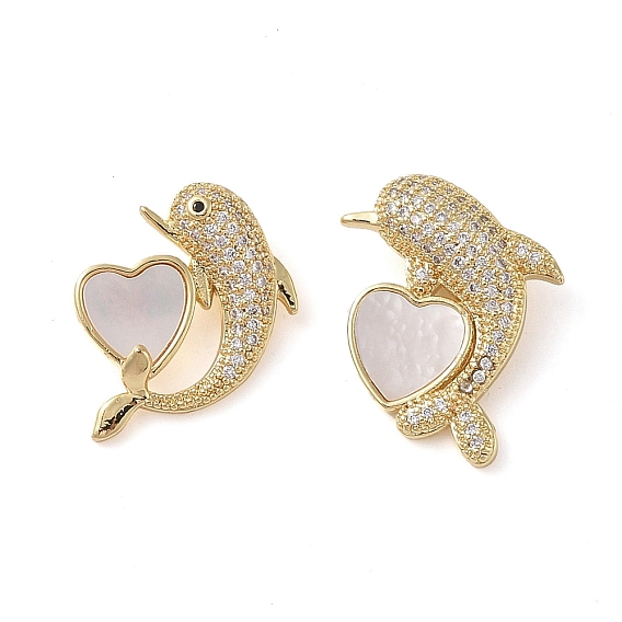Латунные микропаве прозрачные подвески с фианитом, без кадмия и без свинца, с оболочкой, сердце и рыба