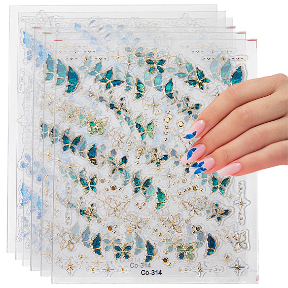 6 листы 2 стили наклейки для дизайна ногтей с рисунком бабочек из пластика для животных, самоклеящийся, для типсов ногтей наклейки украшения