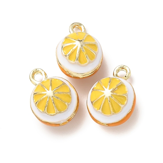 Подвески из сплава , лимонные прелести, с эмалью, стойки покрытие, золотые