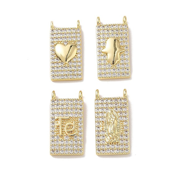 Латунные микро проложить кубического циркония подвески, прямоугольник амулеты, стойки покрытие, долговечный, без кадмия и без свинца