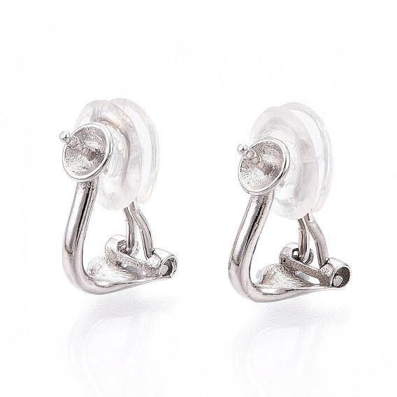 925 серебристые зажимные серьги, серьги-гвоздики для полусверленных бусин